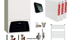 Pachet de incalzire pentru apartament cu 2 camere - Centrala termica Motan Condens Plus 100 25 kW, termostat Salus IT 500, calorifere otel