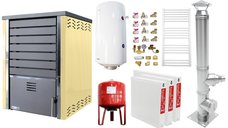 Pachet FORNELLO SAUNA CREAM 30 kW pentru incalzire si apa calda, cu boiler de 100 l, cos inox si calorifere