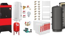 Pachet incalzire cu centrala Fiama D2-60 de 70 kW, ventilator si automatizare, puffer 1000 L si radiatoare Fornello