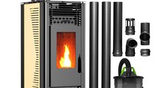 Pachet Incalzire Fornello SOPHIA WI-FI 11 kW cu Aspirator si Kit Evacuare, Culoare Ivory