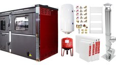 Pachet Incalzire si Apa Calda 3 Camere Termosemineu FORNELLO STAR Red 34 kW pe Combustibil Solid cu Plita si Cuptor