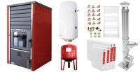 Pachet incalzire si apa calda 3 camere Termosemineu FORNELLO SUPERNOVA RED 38 KW pe combustibil solid ( lemn,carbune,bricheti ), echipat cu pompa de circulare, cos inox, boiler termoelectric 100l, vas expansiune, kit montaj si calorifere - 1