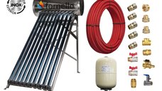 Pachet panou solar presurizat compact FORNELLO SPP-470-H58/1800-10-c cu 10 tuburi vidate de tip heat pipe si boiler din inox de 92 litri, Teava, Vas Expansiune si Fitinguri montaj