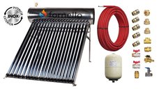 Pachet panou solar presurizat compact FORNELLO SPP-470-H58/1800-20-c cu 20 tuburi vidate de tip heat pipe si boiler din inox de 177 litri, Teava, Vas Expansiune si Fitinguri montaj