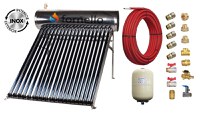 Pachet panou solar presurizat compact FORNELLO SPP-470-H58/1800-20-c cu 20 tuburi vidate de tip heat pipe si boiler din inox de 177 litri, Teava, Vas Expansiune si Fitinguri montaj - 1