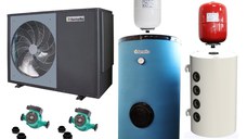 Pachet Pompa de caldura aer-apa pentru incalzire si racire FORNELLO ECO Green CGK025V3L MONOBLOC 9.5 KW, Puffer Sunsystem PSM 80 LITRI, Boiler Fornello HP 200 litri, Pompe, Vas Expansiune Sanitar, Vas expansiune Termic, MONOFAZAT