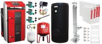 Pachet premium Cazan (centrala) pe combustibil solid, Attack DPX Standard cu gazeificare, 25 kW, calorifere otel, cos inox, boiler de sol cu rezistenta, 2 x vas expansiune, 3 x pompe circulare, controller pompa, grup siguranta si vana sts - 1