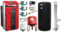 Pachet premium Cazan (centrala) pe combustibil solid, Attack DPX Standard cu gazeificare, 25 kW, cos inox, boiler de sol cu rezistenta, 2 x vas expansiune, 3 x pompe circulare, controller pompa, grup siguranta si vana sts - 1