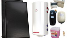Pachet premium sistem solar presurizat, 2 x Panou solar plan Fornello 2.0 m² SPFP, Boiler cu 2 serpentine si rezistenta electrica Sunsystem BB NL2 150 PRL 3KW, grup pompare, controller, vas expansiune, antigel, aerisitor 1/2