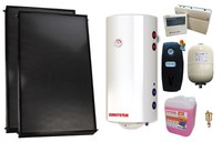 Pachet premium sistem solar presurizat, 2 x Panou solar plan Fornello 2.0 m² SPFP, Boiler cu 2 serpentine si rezistenta electrica Sunsystem BB NL2 150 PRL 3KW, grup pompare, controller, vas expansiune, antigel, aerisitor 1/2 - 1