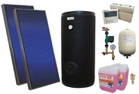 Pachet sistem solar presurizat, 2 panouri solare plane Sunsystem PК SL FP 2.0, Boiler cu 2 serpentine Fornello SOL 200 LT 2S, controller, vas expansiune, grup pompare, aerisitor 1/2, antigel  - 1