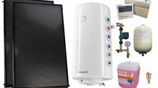 Pachet sistem solar presurizat, 2 x Panou solar plan Fornello 2.0 m² SPFP, Boiler cu 2 serpentine Fornello Optima GCV7/4S 150 l, grup pompare, controller, vas expansiune, antigel, aerisitor 1/2