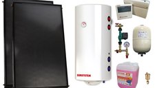Pachet sistem solar presurizat, 2 x Panou solar plan Fornello 2.0 m² SPFP, Boiler cu 2 serpentine si rezistenta electrica Sunsystem BB NL2 150 PRL 3KW, grup pompare, controller, vas expansiune, antigel, aerisitor 1/2