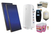 Pachet sistem solar presurizat, 2 x panou Sunsystem PК SL FP 2.0, Boiler 2 serpentine 150 litri, controller, vas expansiune, grup pompare, aerisitor 1/2, antigel - 1