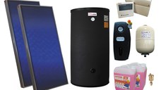 Pachet sistem solar presurizat, 2 x panou Sunsystem PК SL FP 2.0, Boiler 2 serpentine 160 litri, controller, vas expansiune, grup pompare, aerisitor 1/2, antigel