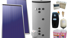 Pachet sistem solar presurizat, 2x Panou Plan Sunsystem Select PK SL CL NL 2.15 m², Boiler cu 2 serpentine Eldom FV30067S21, 9000 W, 300 l, grup pompare, controller, vas expansiune, antigel, aerisitor 1/2