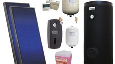 Pachet solar premium, presurizat, 2x panou plan Sunsystem PК SL FP 2.0, Boiler cu 2 serpentine Fornello SOL 200 LT 2S, controller, vas expansiune solar, vas expansiune sanitar, grup pompare Fornello (pompa OHI), aerisitor 1/2, antigel