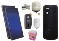 Pachet solar premium, presurizat, 2x panou plan Sunsystem PК SL FP 2.0, Boiler cu 2 serpentine Fornello SOL 200 LT 2S, controller, vas expansiune solar, vas expansiune sanitar, grup pompare Fornello (pompa OHI), aerisitor 1/2, antigel - 1