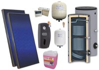 Pachet solar premium, presurizat, 2x panou plan Sunsystem PК SL FP 2.0, Boiler cu 2 serpentine Sunsystem SON 200 2S, controller, vas expansiune solar, vas expansiune sanitar, grup pompare Fornello (pompa OHI), aerisitor 1/2, antigel - 1