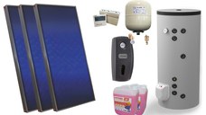 Pachet solar, presurizat, 3x panou plan Sunsystem PК SL FP 2.4, Boiler cu 2 serpentine FV30067S21, 9000 W, 300 l, controller, vas expansiune solar, pompa, supapa, aerisitor, antigel