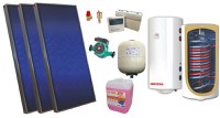 Pachet solar, presurizat, 3x panou plan Sunsystem PК SL FP 2.4, Boiler cu 2 serpentine si rezistenta electrica Sunsystem BB NL2 200 PRL, controller, vas expansiune solar, pompa, supapa, aerisitor, antigel - 1