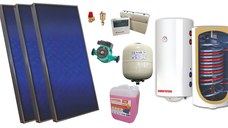 Pachet solar, presurizat, 3x panou plan Sunsystem PК SL FP 2.4, Boiler cu 2 serpentine si rezistenta electrica Sunsystem BB NL2 200 PRL, controller, vas expansiune solar, pompa, supapa, aerisitor, antigel