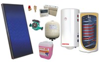 Pachet solar, presurizat, panou plan Sunsystem PК SL FP 2.4, Boiler cu 2 serpentine si rezistenta electrica Sunsystem MB NL2 100 litri, controller, vas expansiune solar, pompa, supapa, aerisitor, antigel - 1