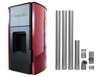 Pachet termosemineu centrala peleti Fornello Royal 25 kw , complet echipat pentru incalzire, pompa , vas expansiune, automatizare , telecomanda, buncar peleti tiraj fortat, Kit de evacuare gaze arse Dn 80 din otel negru - 1