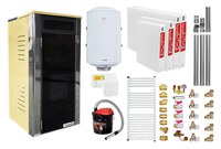 Pachet Termoșemineu Fornello Primo Truva 25 kW Ivory, pompa de circulatie, vas de expansiune, supape de siguranta, curatare mecanica creuzet, Calorifere, Boiler 100 l, kit evacuare 3.5 ml, Termostat Salus 091FLRFV2, Aspirator Cenusa si fitinguri - 1