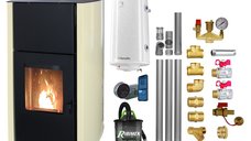 Pachet Termosemineu pe Peleti Fornello Fiama Confort 30 kW cu Accesorii Complete pentru Incalzire