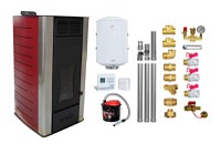 Pachet Termosemineu peleti Fornello Premium W22, 22 kw, culoare Bordeaux, complet echipat, pompa circulatie, vas expansiune, automatizare, kit evacuare 3.5 ml, Boiler Termoelectric Fornello 100 l, Termostat Radio Comanda Computherm Q3 RF, Aspirator C - 1