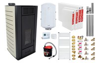 Pachet Termosemineu peleti Fornello Premium W22, 22 kw, culoare Ivory, complet echipat, pompa circulatie, vas expansiune, automatizare, kit evacuare 3.5 ml, Boiler Termoelectric Fornello 100 l, Termostat Radio Comanda Computherm Q3 RF, Aspirator, Cal - 1