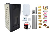 Pachet Termosemineu peleti Fornello Premium W22, 22 kw, culoare Ivory, complet echipat, pompa circulatie, vas expansiune, automatizare, kit evacuare 3.5 ml, Boiler Termoelectric Fornello 100 l, Termostat Radio Comanda Computherm Q3 RF, Aspirator Cenu - 1