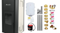 Pachet Termosemineu peleti Fornello Primo Pellet 25 kw, complet echipat pentru incalzire, pompa circulatie, vas expansiune, automatizare, kit evacuare 3.5 ml, Boiler Termoelectric Fornello 100 l, Termostat Salus 091FLRFV2, Aspirator si kit montaj