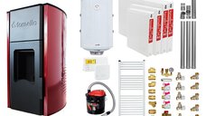 Pachet Termosemineu peleti Fornello Royal Bordeaux 25 kw, complet echipat, pompa circulatie, teava hidronix, vas expansiune, automatizare, kit evacuare 3.5 ml, Boiler Termoelectric Fornello 100 l, Termostat Radio Comanda Salus 091FLRFV2, Aspirator, C