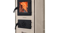 Semineu Fiama SD HIT cu Plita din Fonta, 6 kW, Crem, pentru Lemne si Carbune