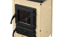 Semineu pe lemne Fiama SD HAPPY cu plita din fonta, 6 kW, crem