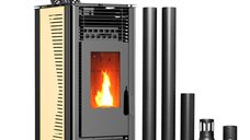 Semineu pe peleti Fornello SOPHIA WI-FI 11 kW cu kit de evacuare si telecomanda, culoare Ivory