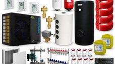 Sistem de incalzire prin pardoseala 80 mp cu pompa de caldura Fornello BLUSTARK R290, 6 kW, Automatizare, Boiler 200 litri, Puffer 80 litri