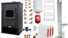 Sistem de incalzire si apa calda pentru 2 camere - Termosemineu Fornello Padova E, 19.4 kW, 510x500x910 mm