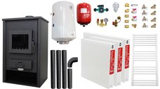 Sistem de incalzire si apa calda pentru 2 camere - Termosemineu Fornello PADOVA E, 19.4 kW, boiler 80l, kit complet
