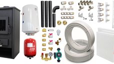 Sistem de incalzire si apa calda pentru 2 camere - Termosemineu Fornello PADOVA E, 19.4 kW, boiler 80l, kit complet