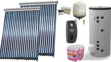 Sistem solar presurizat ,2x Panou Sunsystem VTC 20 tuburi, Boiler cu 2 serpentine FV30067S21, 9000 W, 300 l, controller, vas expansiune, grup pompare, aerisitor 1/2, antigel