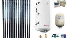 Sistem solar presurizat, panou Fornello 15 Tuburi Heat Pipe, boiler cu 2 serpentine si rezistenta electrica Eldom 120 litri, pompa 25-60, controller, vas expansiune, antigel, supapa 1/2, aerisitor 1/2