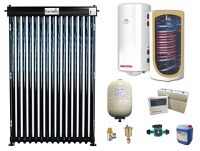 Sistem solar presurizat, panou Fornello 15 Tuburi Heat Pipe, Boiler cu 2 serpentine si rezistenta electrica Sunsystem MB NL2 100 litri, pompa 25-60, controller, vas expansiune, antigel, supapa 1/2, aerisitor 1/2 - 1