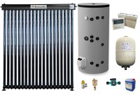 Sistem solar presurizat, panou Fornello 20 Tuburi Heat Pipe, boiler cu 2 serpentine si rezistenta electrica Eldom 200 litri cu montaj pe sol, pompa 25-60, controller, vas expansiune, antigel, supapa 1/2, aerisitor 1/2 - 1