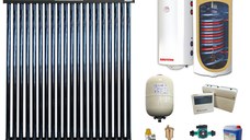 Sistem solar presurizat, panou Fornello 20 Tuburi Heat Pipe, boiler cu 2 serpentine si rezistenta electrica Sunsystem 200 litri, pompa 25-60, controller, vas expansiune, antigel, supapa 1/2, aerisitor 1/2