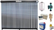 Sistem solar presurizat, panou Fornello 30 Tuburi Heat Pipe, pompa 25-60, controller, vas expansiune, antigel, supapa 1/2, aerisitor 1/2