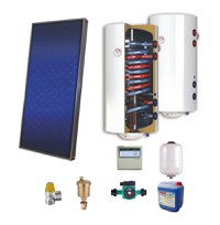 Sistem solar presurizat, panou solar plan Sunsystem PК SL FP 2.0, boiler cu 2 serpentine si rezistenta electrica Sunsystem 100 litri, pompa 25-60, controller, vas expansiune, antigel, supapa 1/2, aerisitor 1/2 - 1