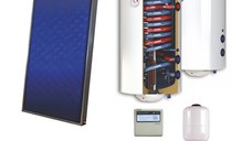 Sistem solar presurizat, panou solar plan Sunsystem PК SL FP 2.0, boiler cu 2 serpentine si rezistenta electrica Sunsystem 100 litri, pompa 25-60, controller, vas expansiune, antigel, supapa 1/2, aerisitor 1/2